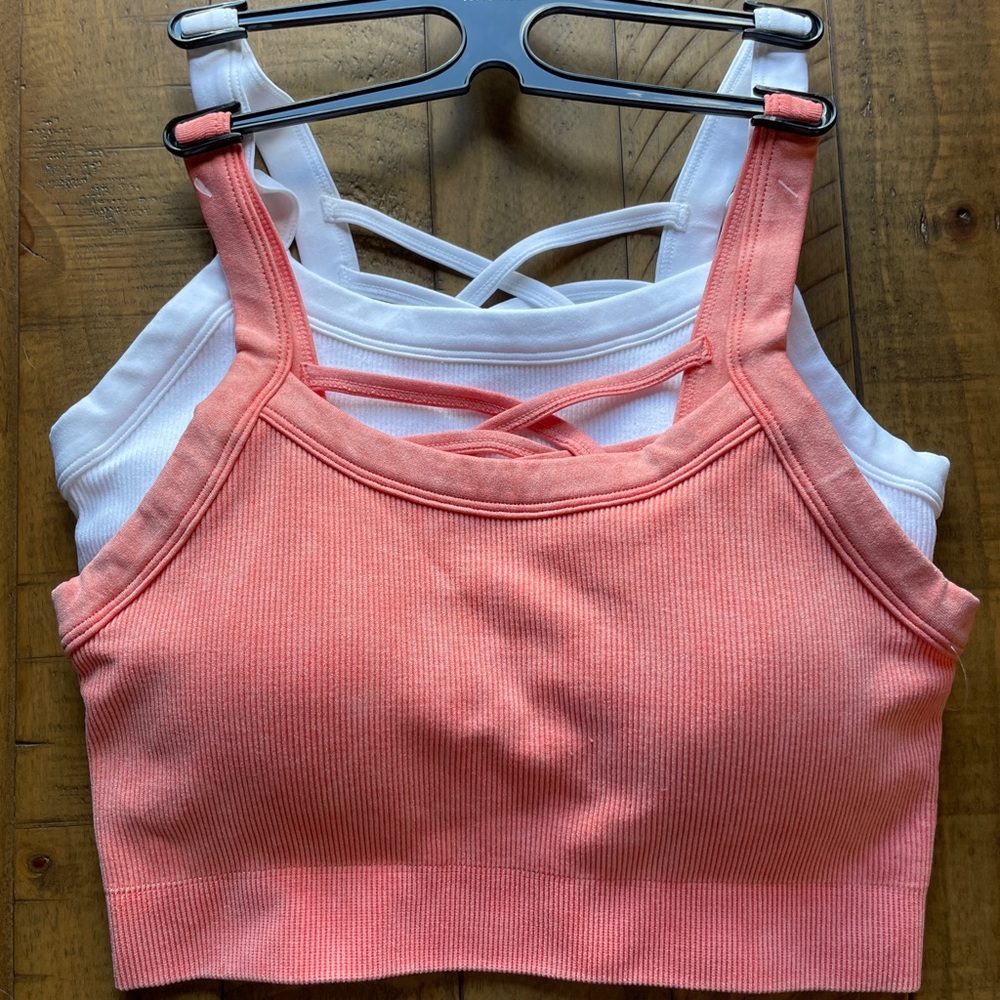 Yogalicious Stonewash Seamless Claire Bra Tank Top Crisscross Back Sz Med